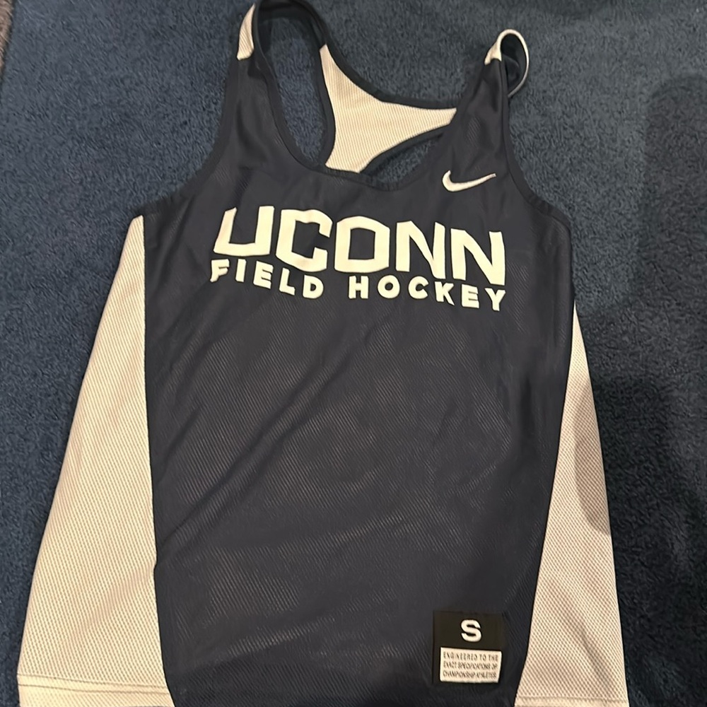 Nike Navy and White Women's Field Hockey Pinnie Tank Top UConn
